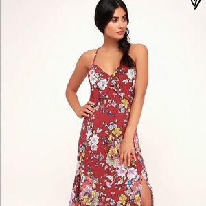 NWT Lulus That LovelyFeeling rust/red floral dress